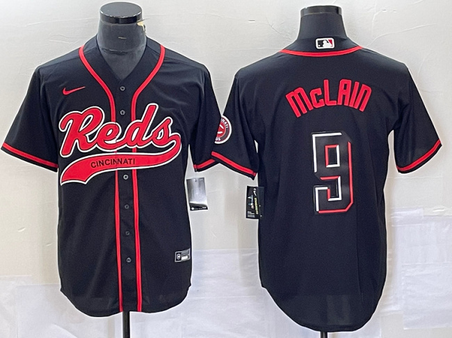 Men's Cincinnati Reds #9 Matt McLain Black Cool Base Stitched Baseball Jersey